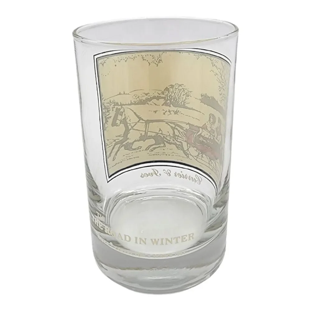 Vintage 1981 Arby’s Currier & Ives Glass #1 The Road in Winter Holiday Sleigh